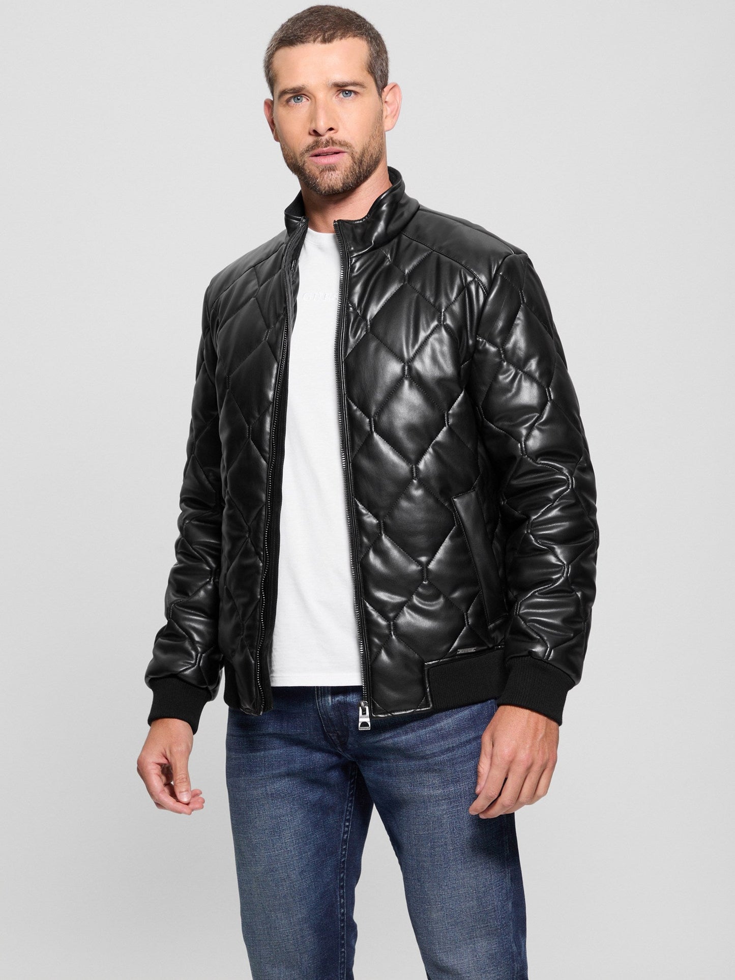 QUILTED PU LEATHER J
