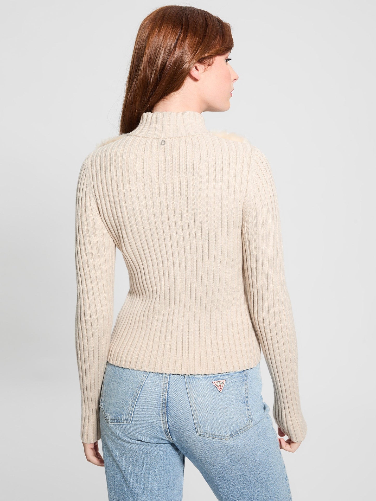 LS FUR MIX ZIP FRNT
