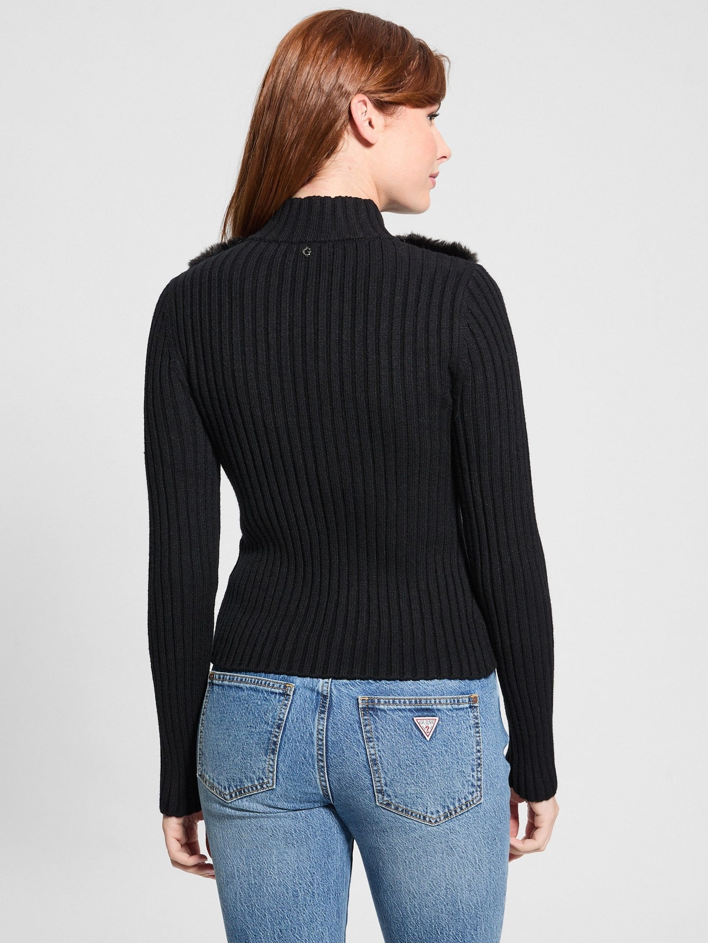 LS FUR MIX ZIP FRNT