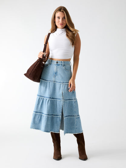 RORI DENIM MIDI SKIR